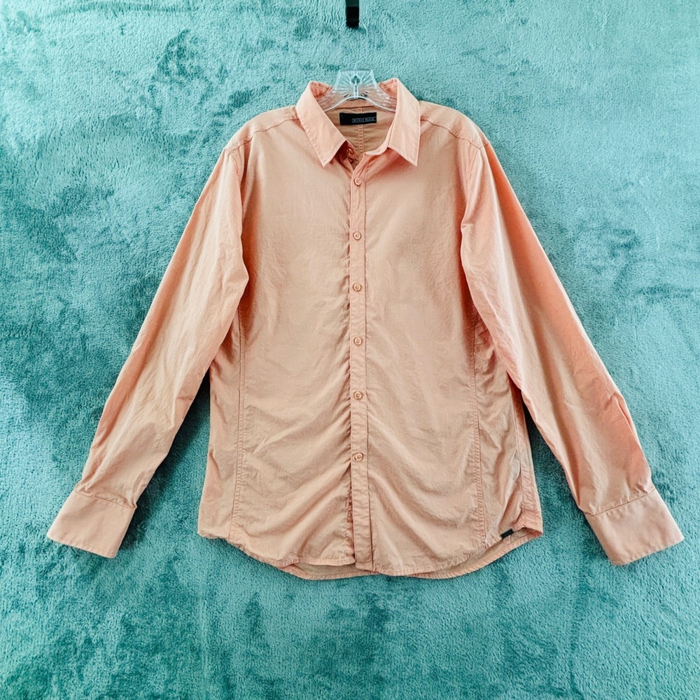 Buckle Black Tailored Fit Button Shirt Mens‎ L Peach Orange Long Sleeve BB172FPW